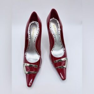 BCBGirls Burgundy Patent Heels with Buckle